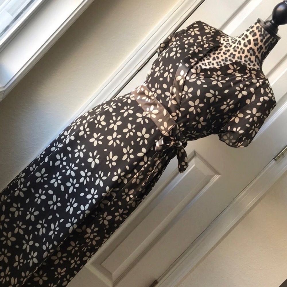 Beautiful Talbots Pure Silk Brown Floral Dress